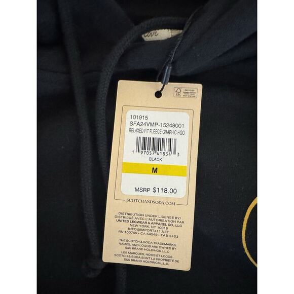 Scotch & Soda graphic Embroidered Black with print On Sleeve size Medium - Picture 8 of 10